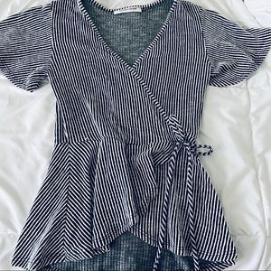 Striped Bow Tie Top Size Small